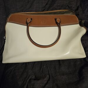 Elegant Cream and Tan Leather Handbag